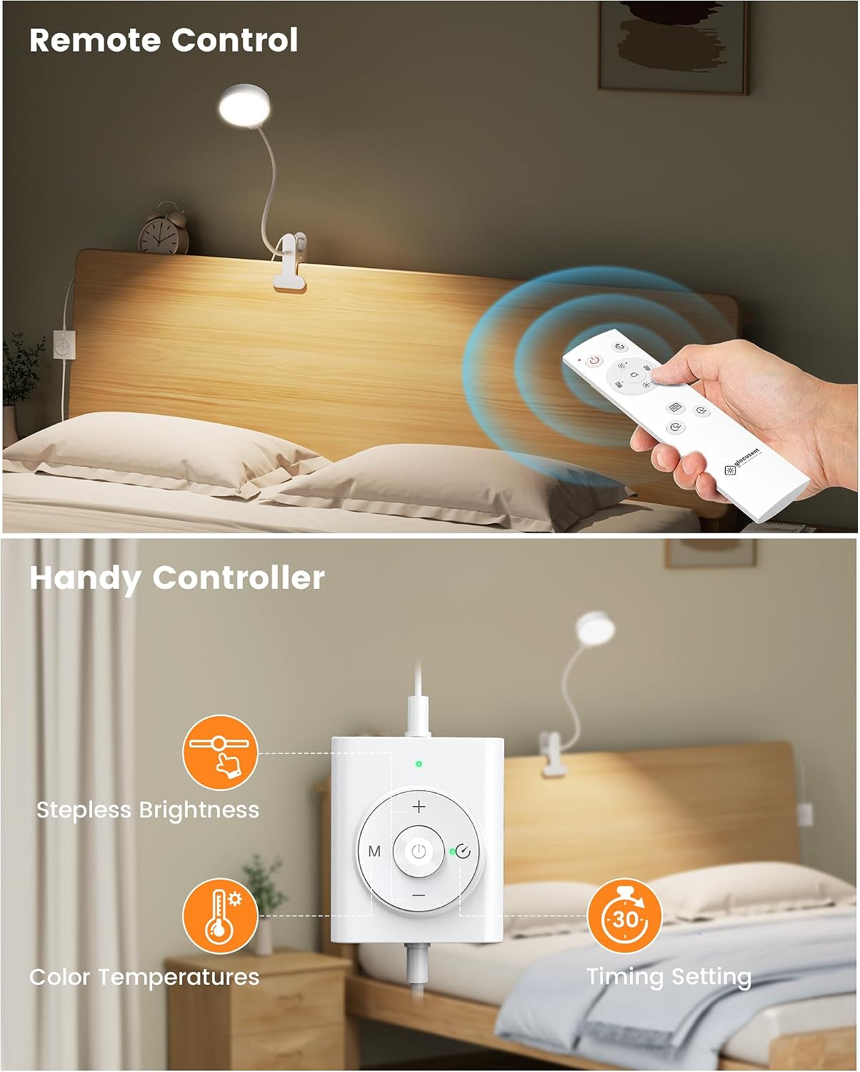 Glocusent 5W Reading Light for Bed, 36 LED Eye Caring Bed Lamp, 3 Colors & 5 Brightness Levels for Headboard with Adapter, Perfect Clip on…