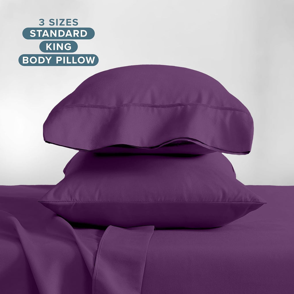 BareHome Bare Home Microfiber Pillow Cases - King Size Set of 2 - Cooling Pillowcases - Double Brushed - Plum Pillowcases Two Pack - Easy C…