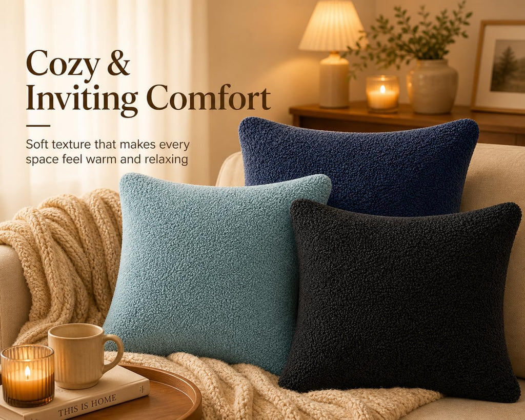Reafort Sherpa Euro Sham Pillow Cover 26x26 Inch, Ultra Soft Plush Fluffy Decorative Throw Pillow Case with Hidden Zipper, Cozy Cushion…