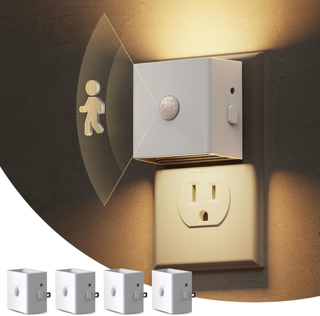 L LOHAS LED Night Light, Plug in Night Light with Motion Sensor and Dusk to Dawn Sensor,[4-Pack] Brightness Adjustable,3000K Soft White…