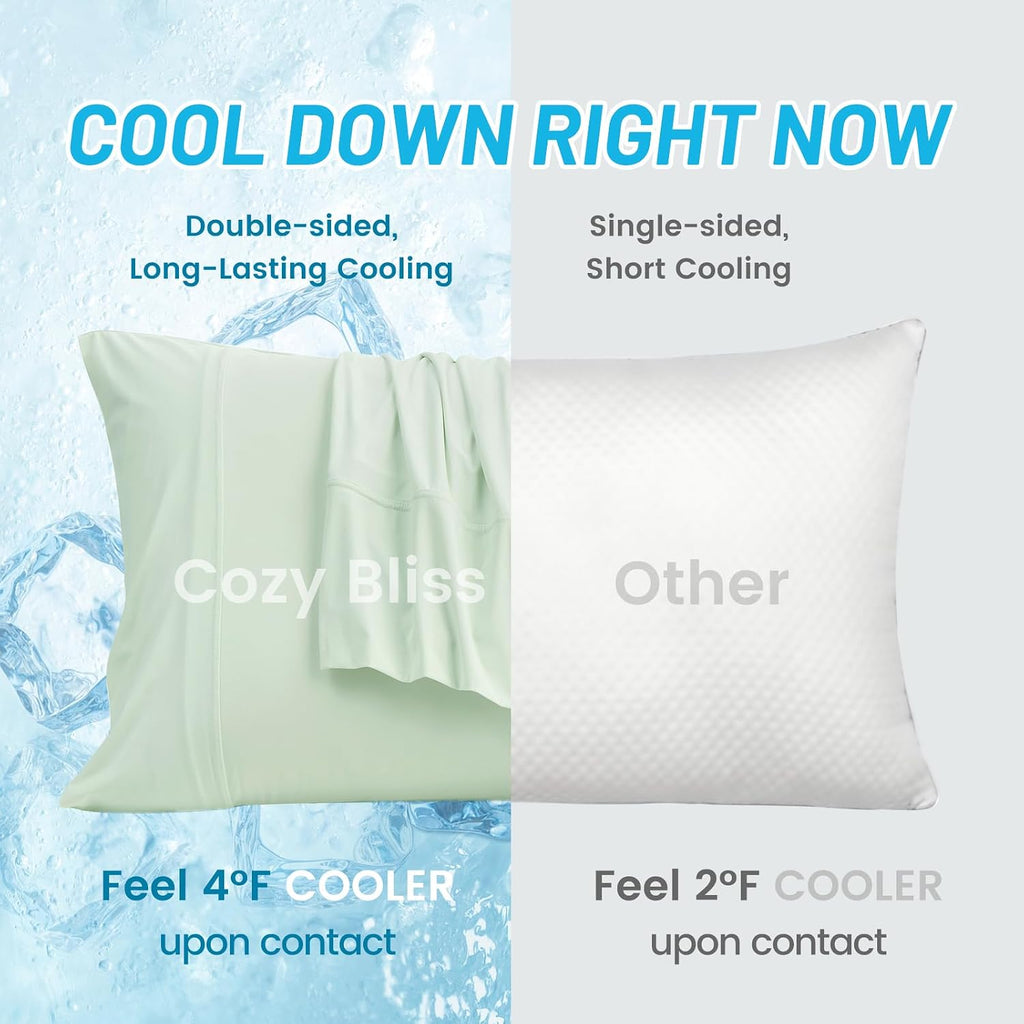 CozyBliss Cozy Bliss 2pcs Cooling Pillow Cases Set for Hot Sleepers & Night Sweats, Q-Max 0.5 Silky Wrinkle-Free Pillow Covers with Envelop…