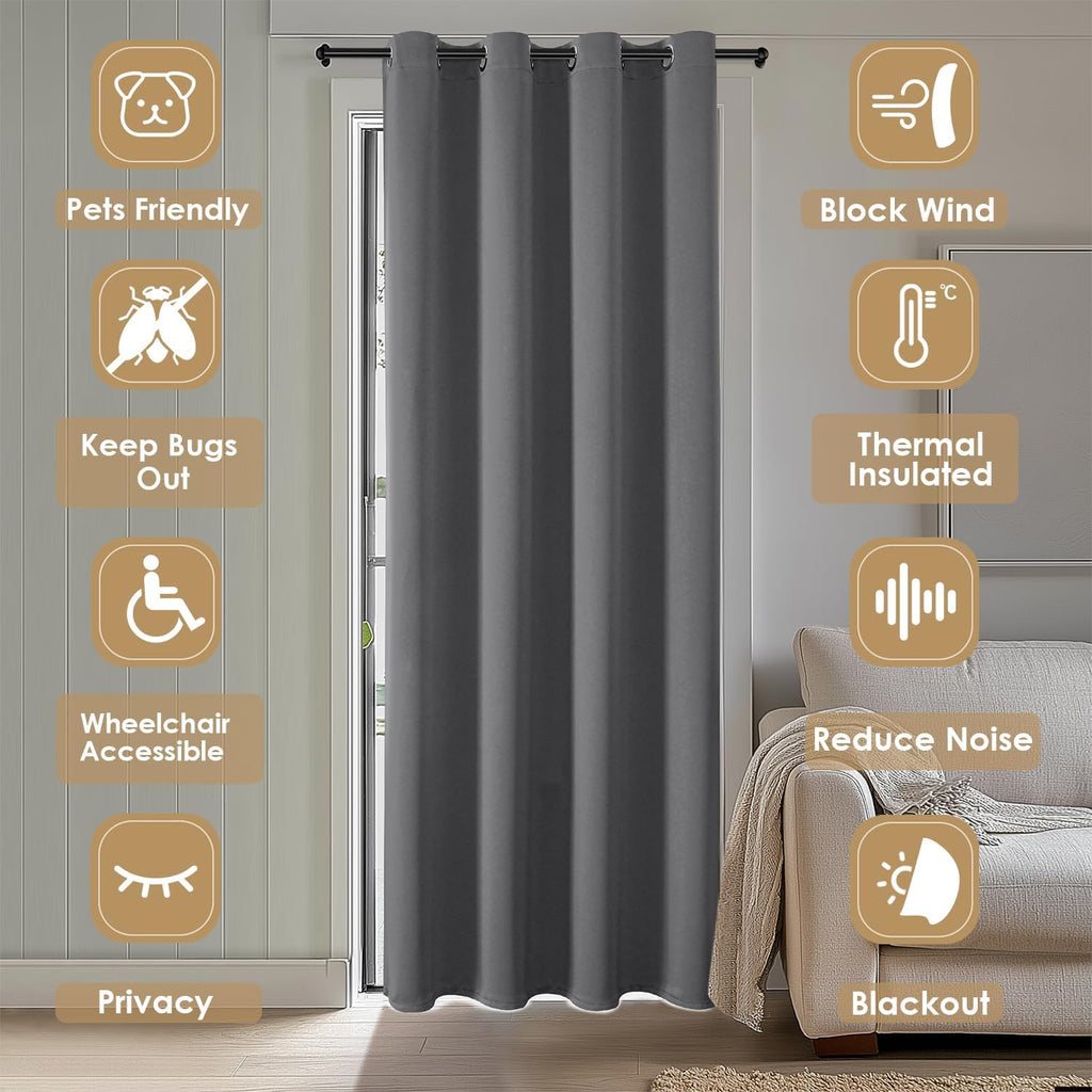 ChrisDowa Blackout Curtains 80 Inches Long for Doorways and Closets, Thermal Insulated Temporary Room Dividers (1 Panel, Grey, 42 x 80 Inch…