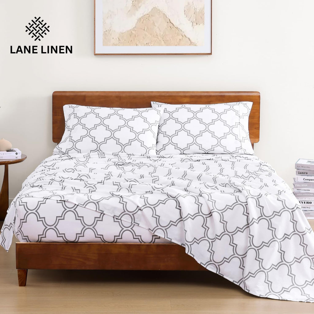LaneLinen LANE LINEN 100% Organic Cotton Twin XL Sheet Set, Low Pilling Printed Fade Resistant Machine Washable Extra Long Twin Bedding Set…