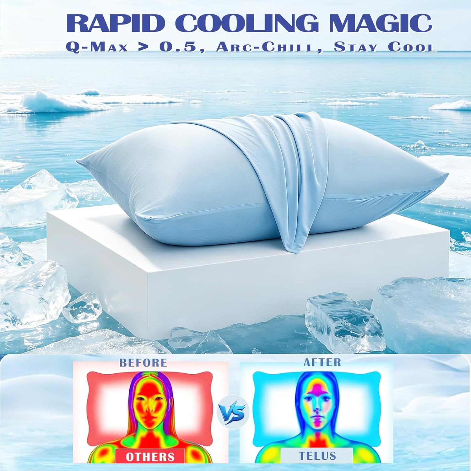 TELUS Cooling Pillowcases King Size 2-Pack, Silky Soft Breathable Pillow Case with Envelope Close, Stay Cool Pillow Cover for Hot…