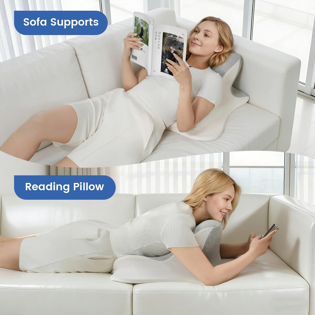 ONGFNFN Reading Pillow for Bed, Ergonomic Memory Foam Bed Wedge Pillow for Headboard, Lying, Leaning and Prone, Chin & Back Support…