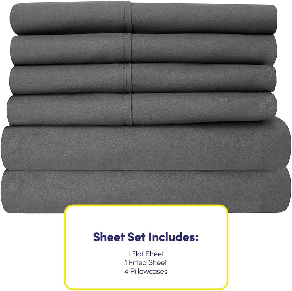 SweetHomeCollection King Size Bed Sheets - 6 Piece 1500 Supreme Collection Fine Brushed Microfiber Deep Pocket King Sheet Set Bedding - 2 E…