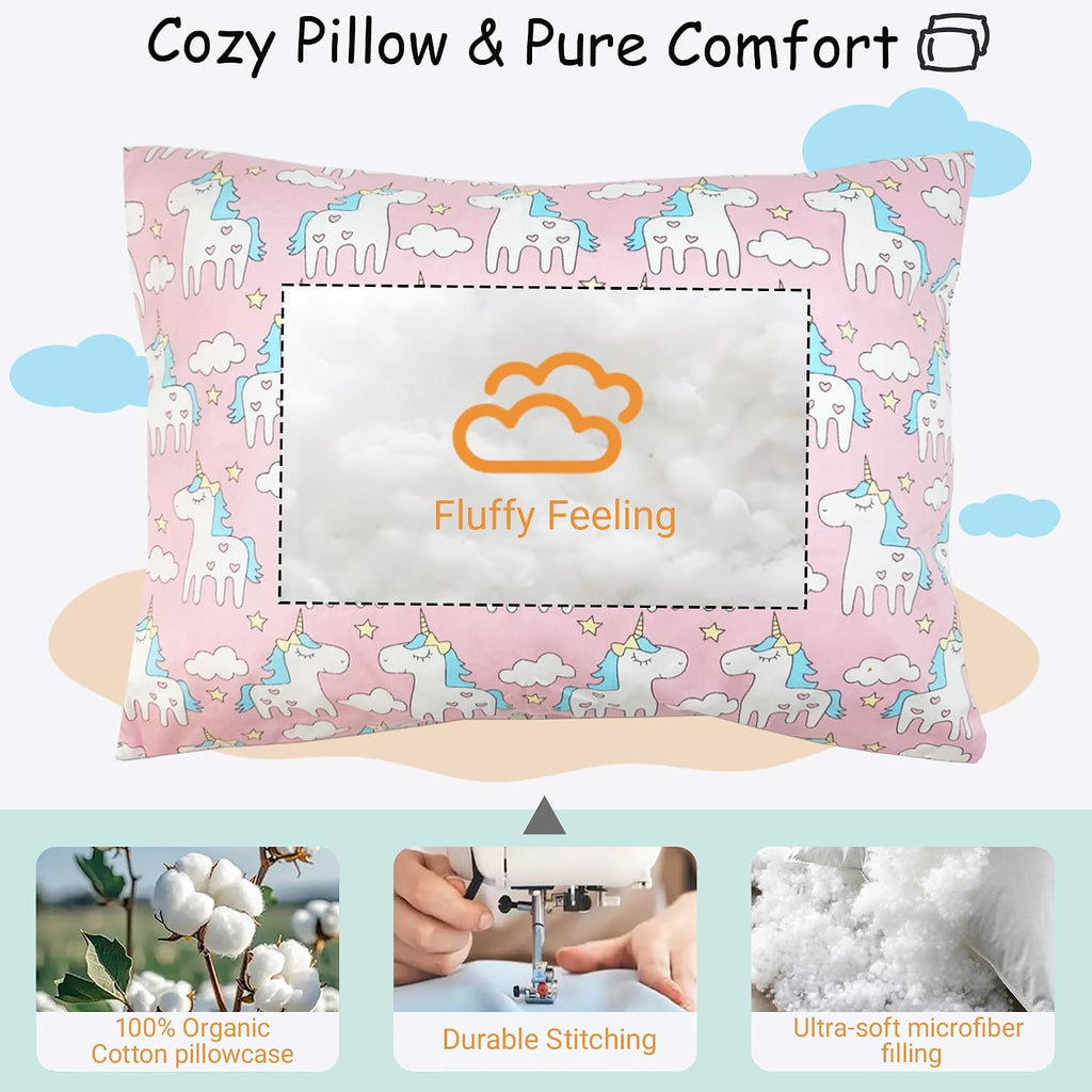ZPECC-ABrandThatHasBeenFocusedOnBeddingFor20Years ZPECC Toddler Pillow with Pillowcase - 13x18 Organic Cotton Hypoallergenic Kids Pillow, B…