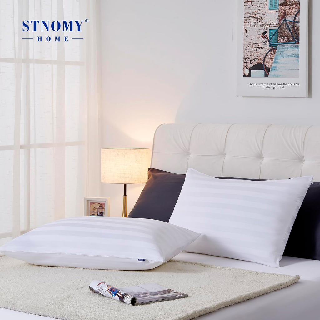 Stnomyhome Cotton Pillow Protectors with Zipper Durable Soft Breathable Pillow Cover King Size 2 Pack 2 Pack Cotton White