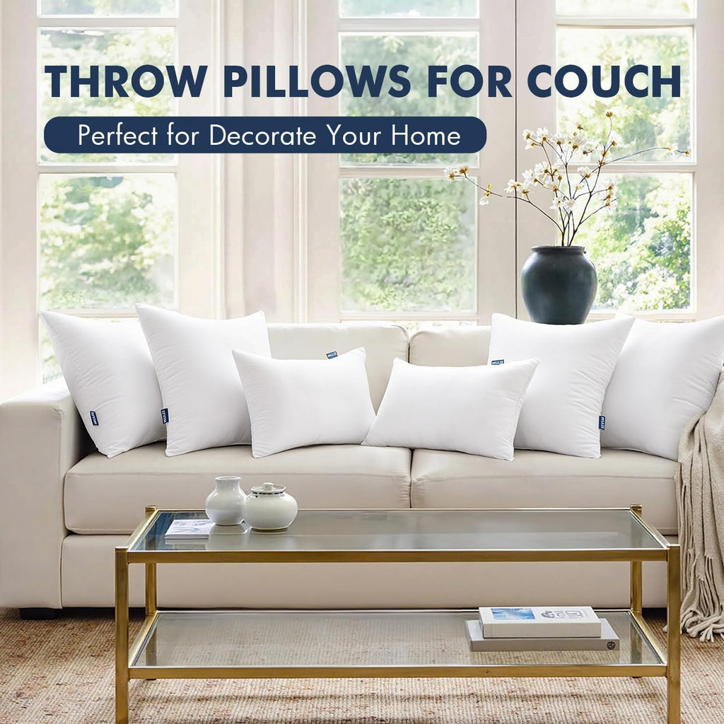 Miulee Pillows Standard Size Set of 2, Pack of 2 20x26 Inch 100% Virgin Fiber Filling Bed Couch Pillows White