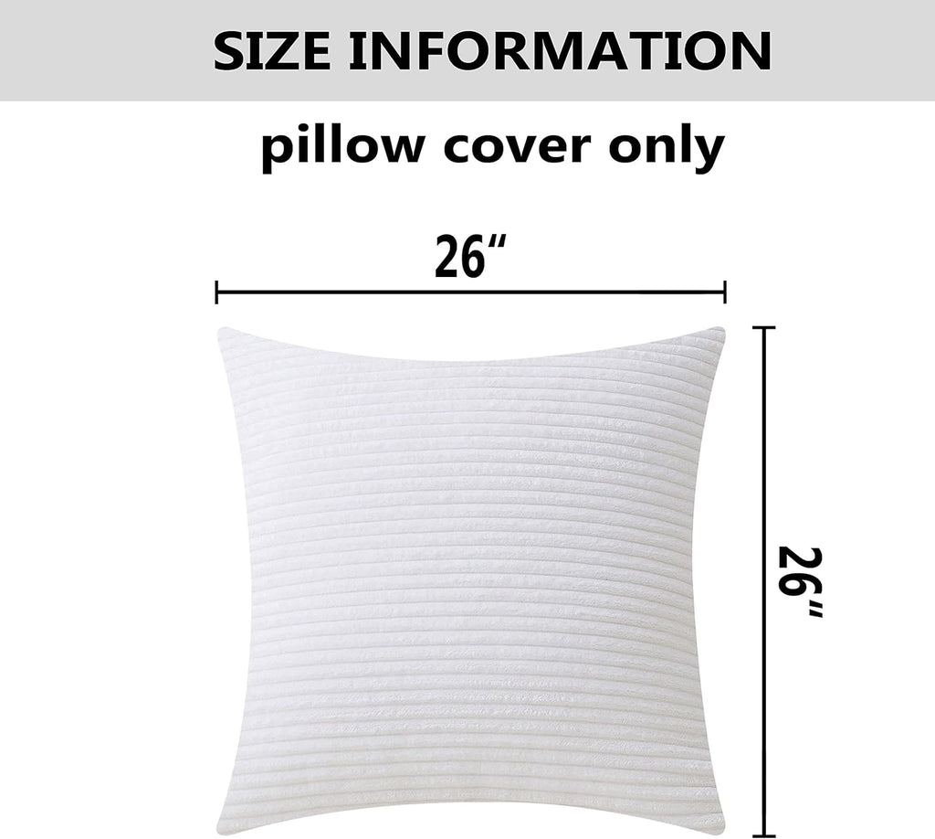 Home Brilliant Euro Sham Super Soft Striped Corduroy Velvet Decorative Throw Pillow Cushion Cover for Baby Couch Bench Sofa Summer Decor…