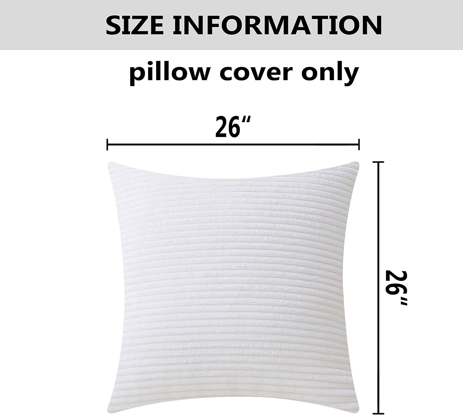 Home Brilliant Euro Sham Super Soft Striped Corduroy Velvet Decorative Throw Pillow Cushion Cover for Baby Couch Bench Sofa Summer Decor…