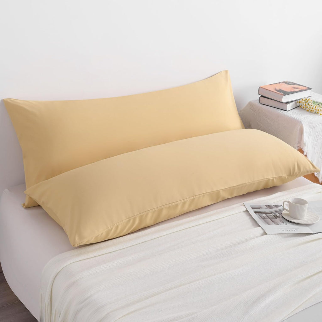 Ntbay 2 Pack Body Pillowcase, 20x54 inches, Light Taupe, Soft, Wrinkle, Fade Resistant, Envelope Closure, Microfiber, 2 Pillowcases, Set of…