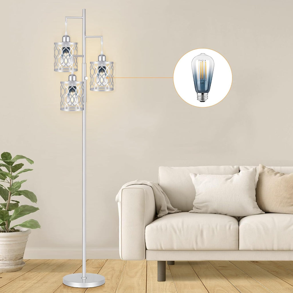 68" Farmhouse Floor lamp, Dimmable Industrial Floor Lamps for Living Room, 3 Light Rustic Standing Tall Lamp Including 3 PCS 6W Edison…