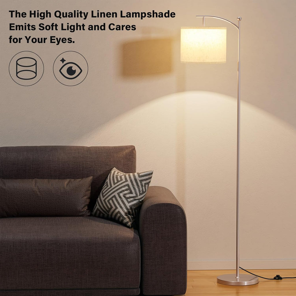 Ambimall 60" Floor Lamp for Living Room with 3 Color Temperatures, Adjustable Beige Shade with Light Gold Pole, Tall Lamp for Bedroom…