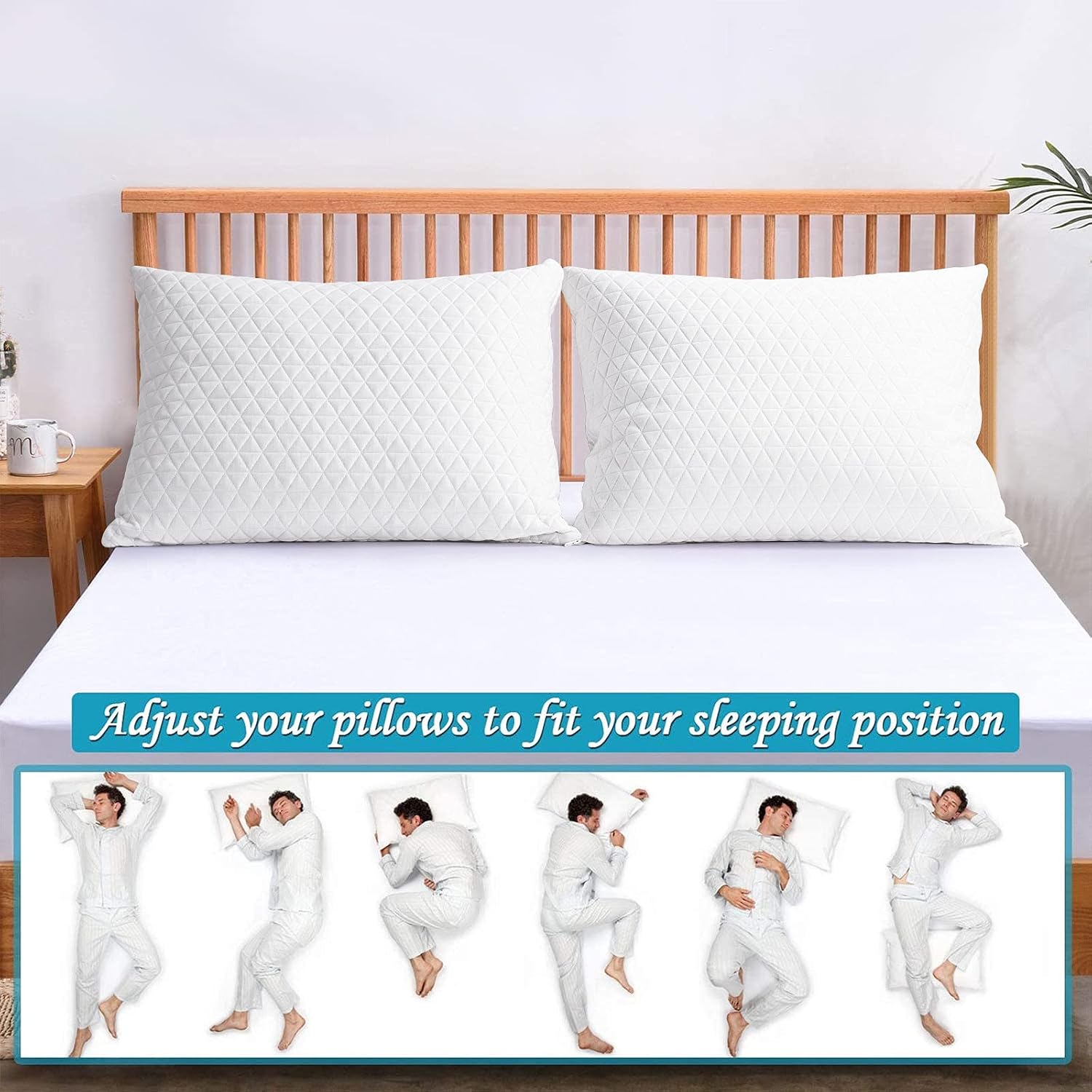KEYOOHOME Shredded Memory Foam Pillows for Sleeping, Bed Pillows Standard Size Set of 2 Pack Cooling Adjustable, Good for Side and Back…