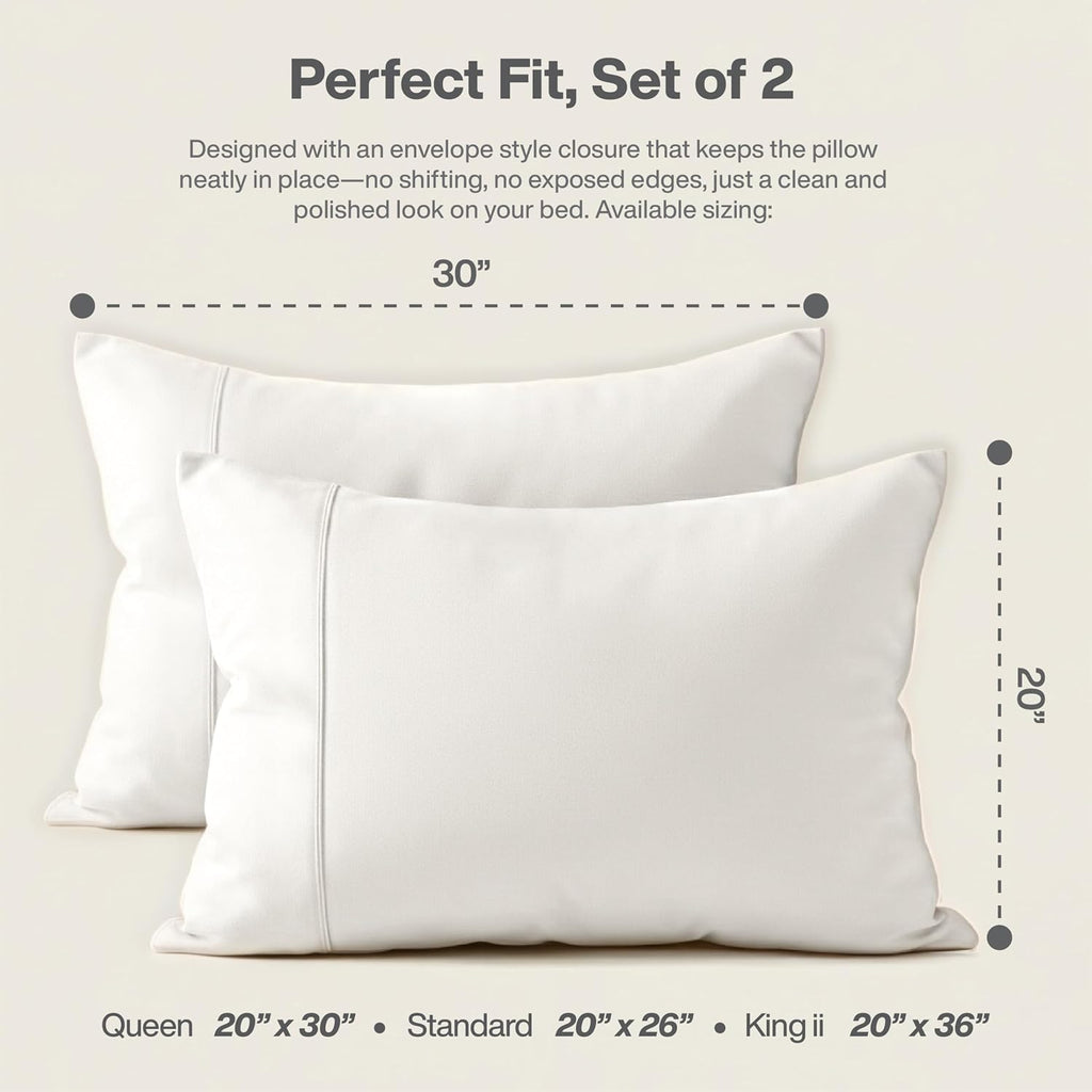 Queensbay Queen Pillow Cases Set of 2, Microfiber Cooling Pillowcases, Soft Breathable Envelope Closure Pillow Covers, Wrinkle Free Easy Ca…