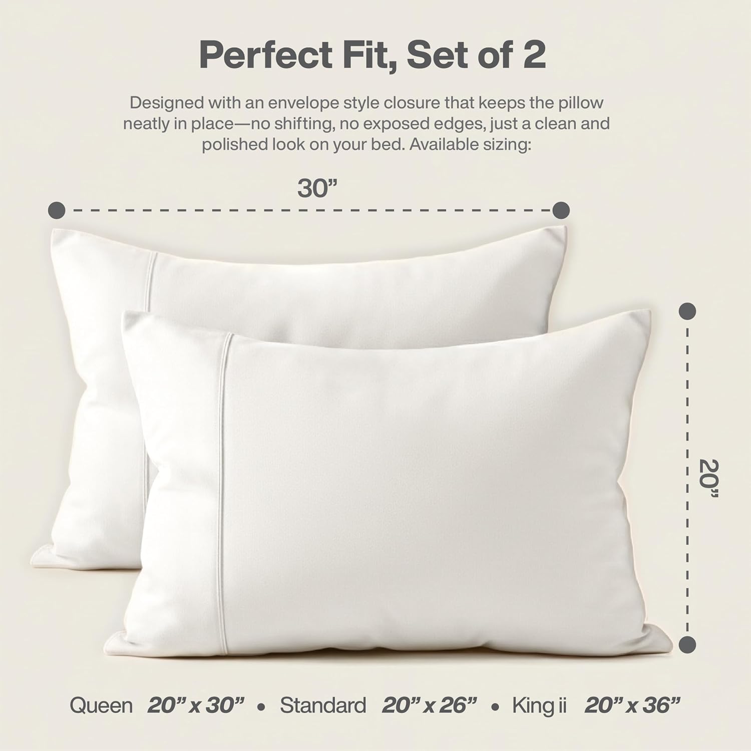 Queensbay Queen Pillow Cases Set of 2, Microfiber Cooling Pillowcases, Soft Breathable Envelope Closure Pillow Covers, Wrinkle Free Easy Ca…
