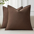 decorUhome Summer Decorative Linen Euro Sham Throw Pillow Covers 26x26 Inch Set of 2 Chocolate Pillow Covers with Flange Edges Soft Farmhou…