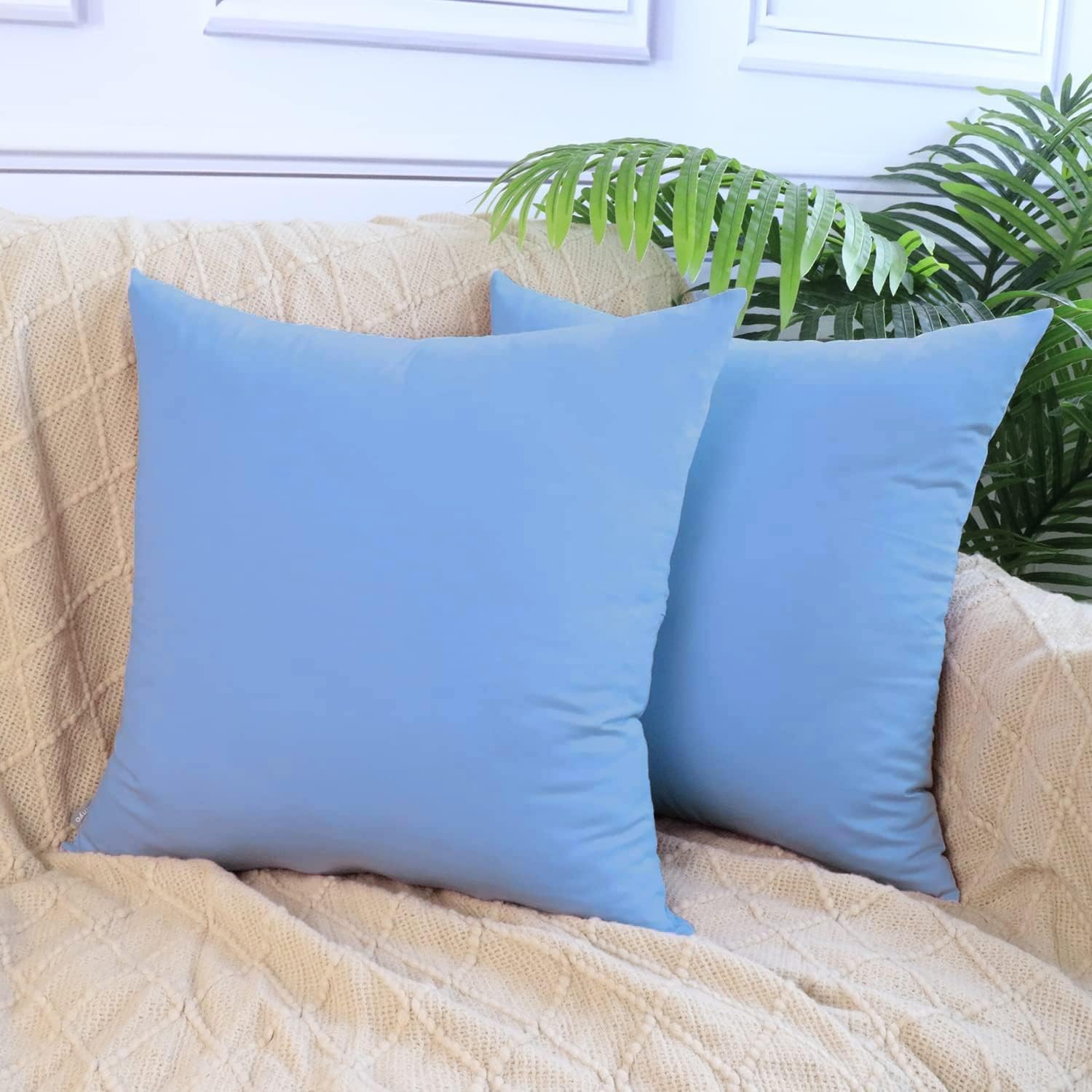Thmyo 4-Pack 100% Cotton Comfortable Solid Decorative Throw Pillow Case, Thmyo Square Cushion Cover Pillowcase Sublimation Blank Pillow Cove…