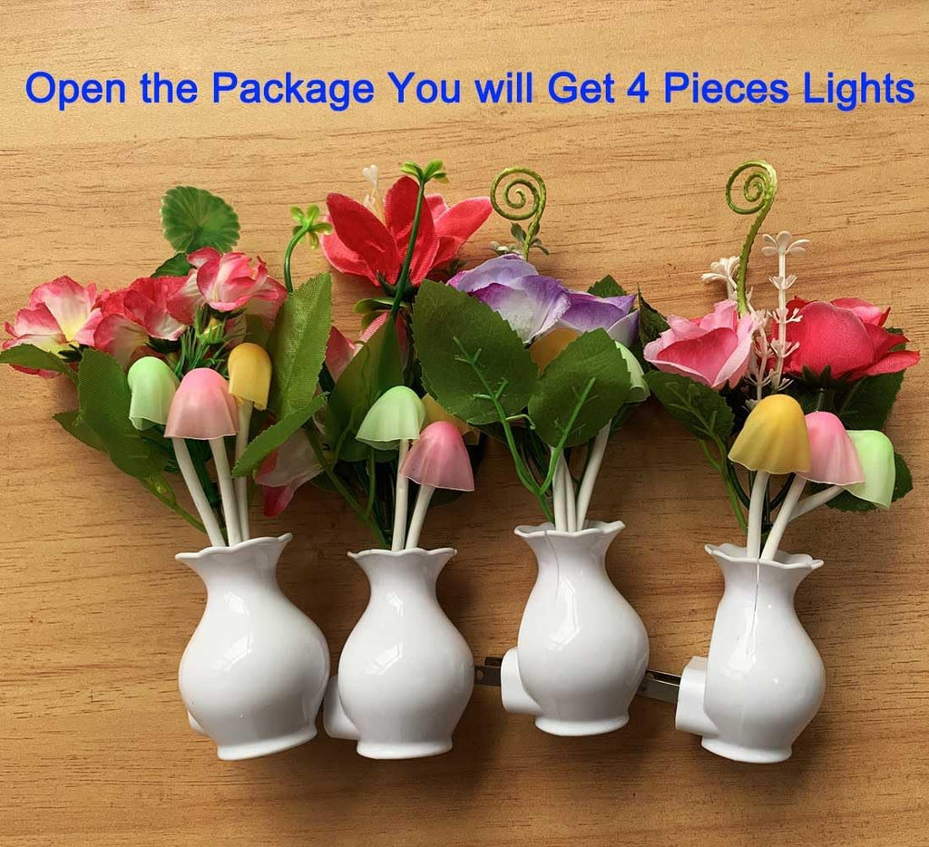 4 Pieces LED Night Light Plug in with Dusk to Dawn Sensor 7 Color Change, Wall Lamps Plug in NightLight for Kids Adults, Bedroom…