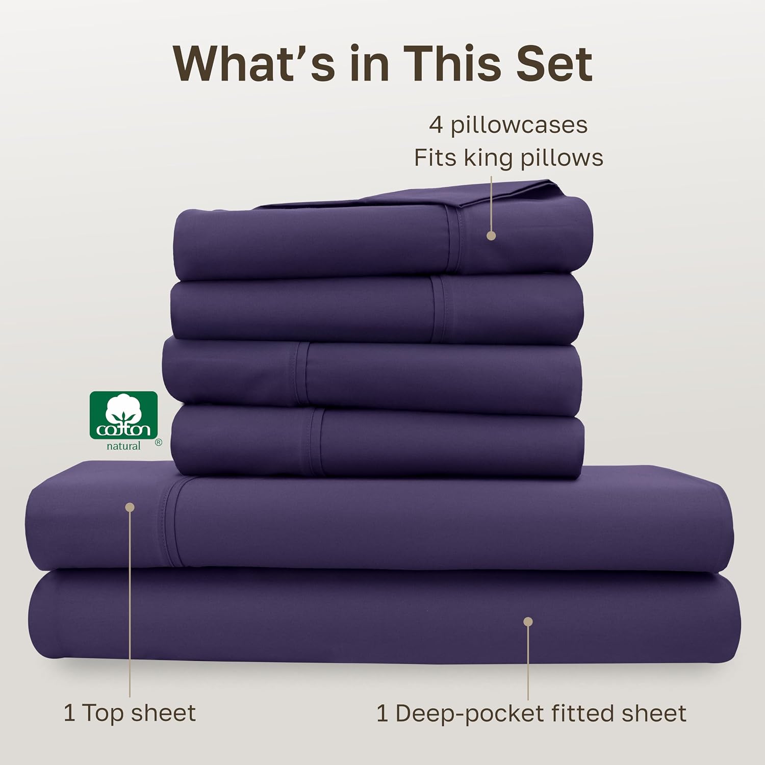CaliforniaDesignDen California Design Den 6-Pc King Size Sheet Set with 4 Pillowcases - Soft 400 Thread Count 100% Cotton Sheets, Sateen We…