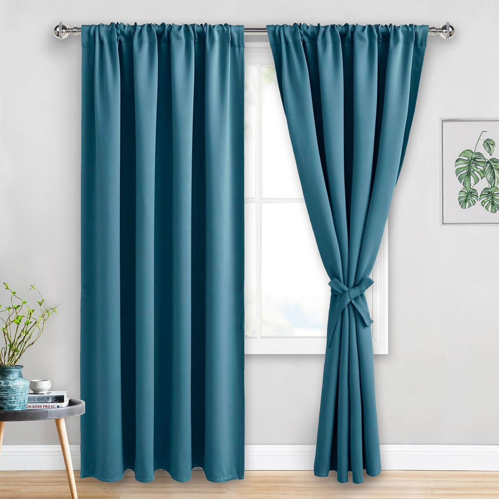 Jiuzhen Blackout Curtains for Bedroom - Thermal Insulated Room Darkening Noise Reducing, 52 x 84 Inch Length Curtains for Living Room, Set…