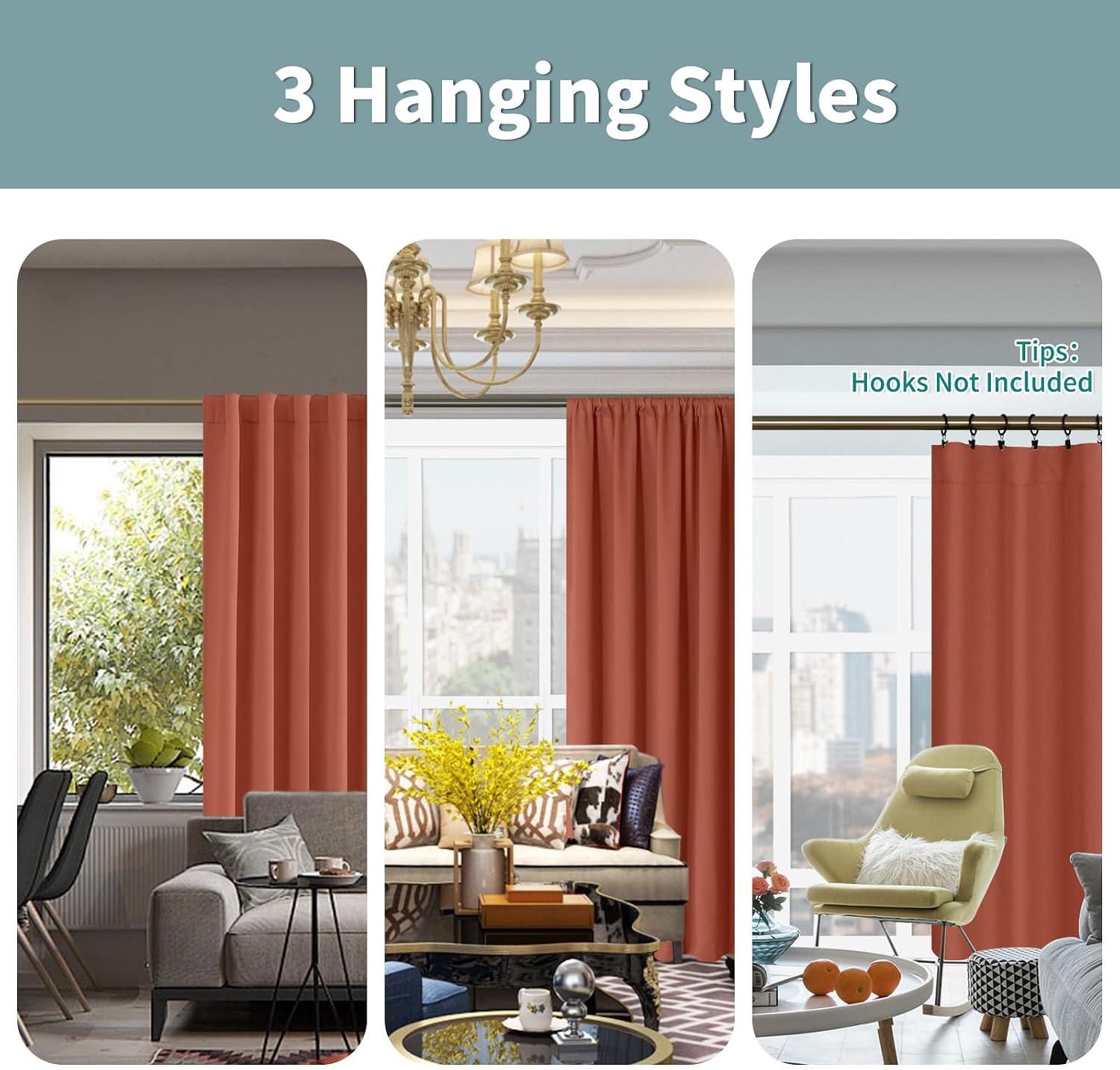 BGment Terracotta 100% Blackout Curtains 72 Inches Long, Thermal Insulated Light Blocking Soundproof Full Room Darkening Rod Pocket and…