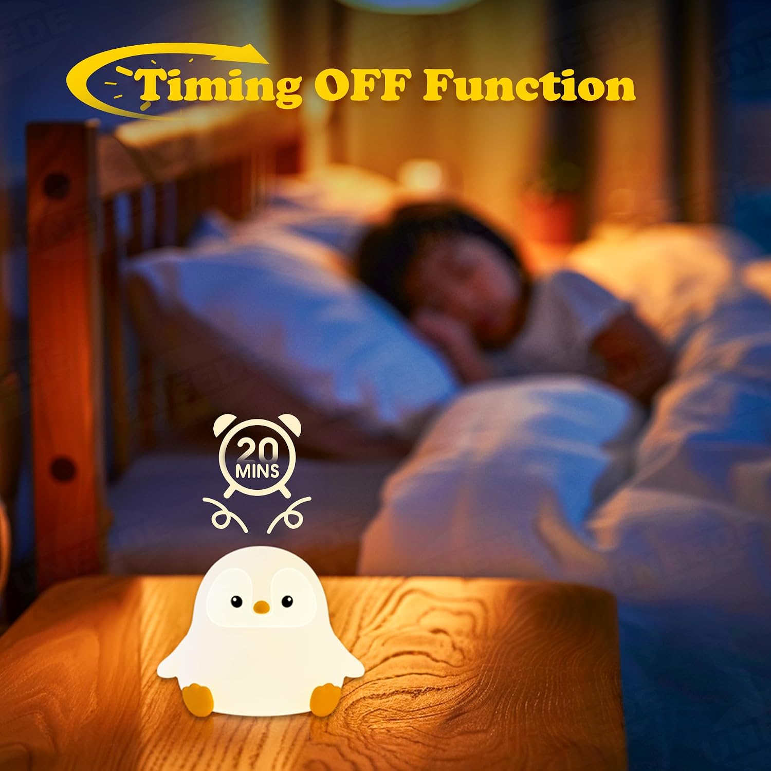 UNEEDE Sitting Penguin Night Light Silicone Touch Lamp, USB Rechargeable, Dimmable Nursery Light & Decoration, Squishy Night Light Cute…