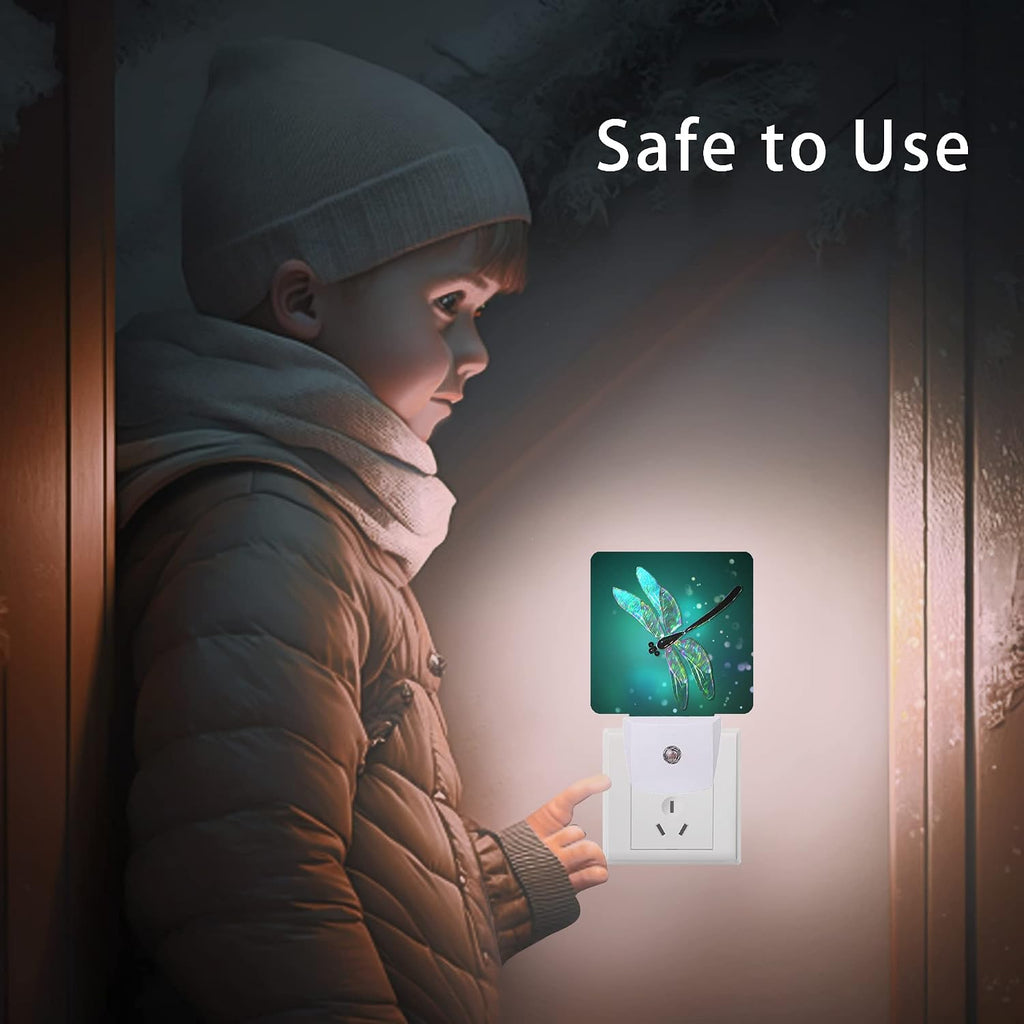 Dragonfly Night Light, Fantasy Green Dragonfly Plug-in Night Lights with Dusk-to-Dawn Sensor for Bedroom, Bathroom and Living Room Sleep…