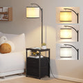 SUNMORY Floor Lamp with Table & 2 Drawers, Lamp with USB Port and Outlet, Lamps for Nightstand with 3 Color Temperature Led Bulb…