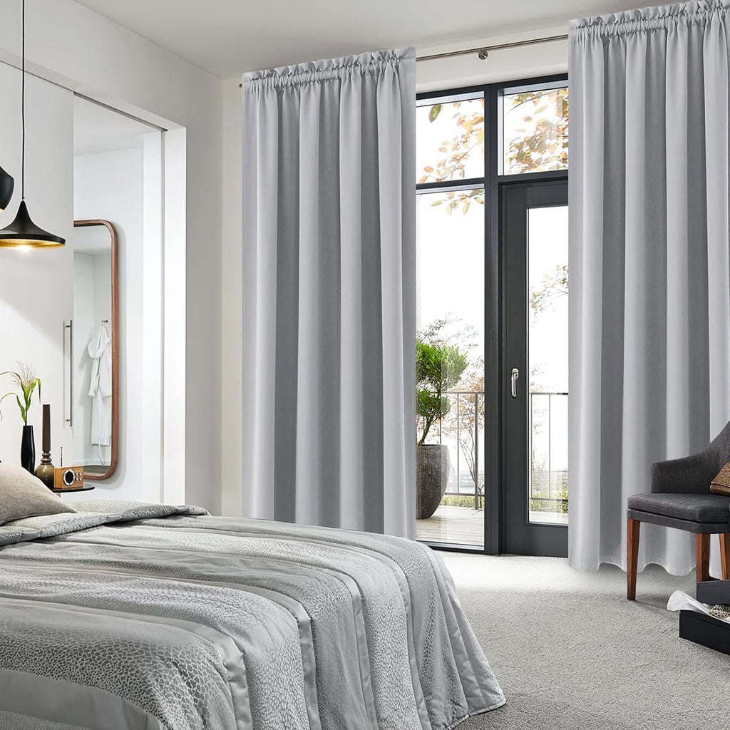 DWCN Silver Grey Blackout Curtains for Bedroom, Thermal Insulated Energy Saving Room Darkening Curtains for Living Room (W60 x L84 inch…