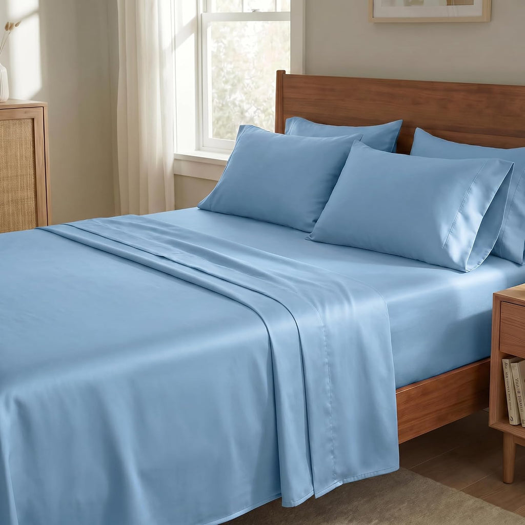 Perupima Peru Pima 415 Thread Count Percal Full Sheet Set - 100% Peruvian Pima Cotton, 4 Piece (Flat, Fitted, 2 Pillowcases) - Cooling, Cri…