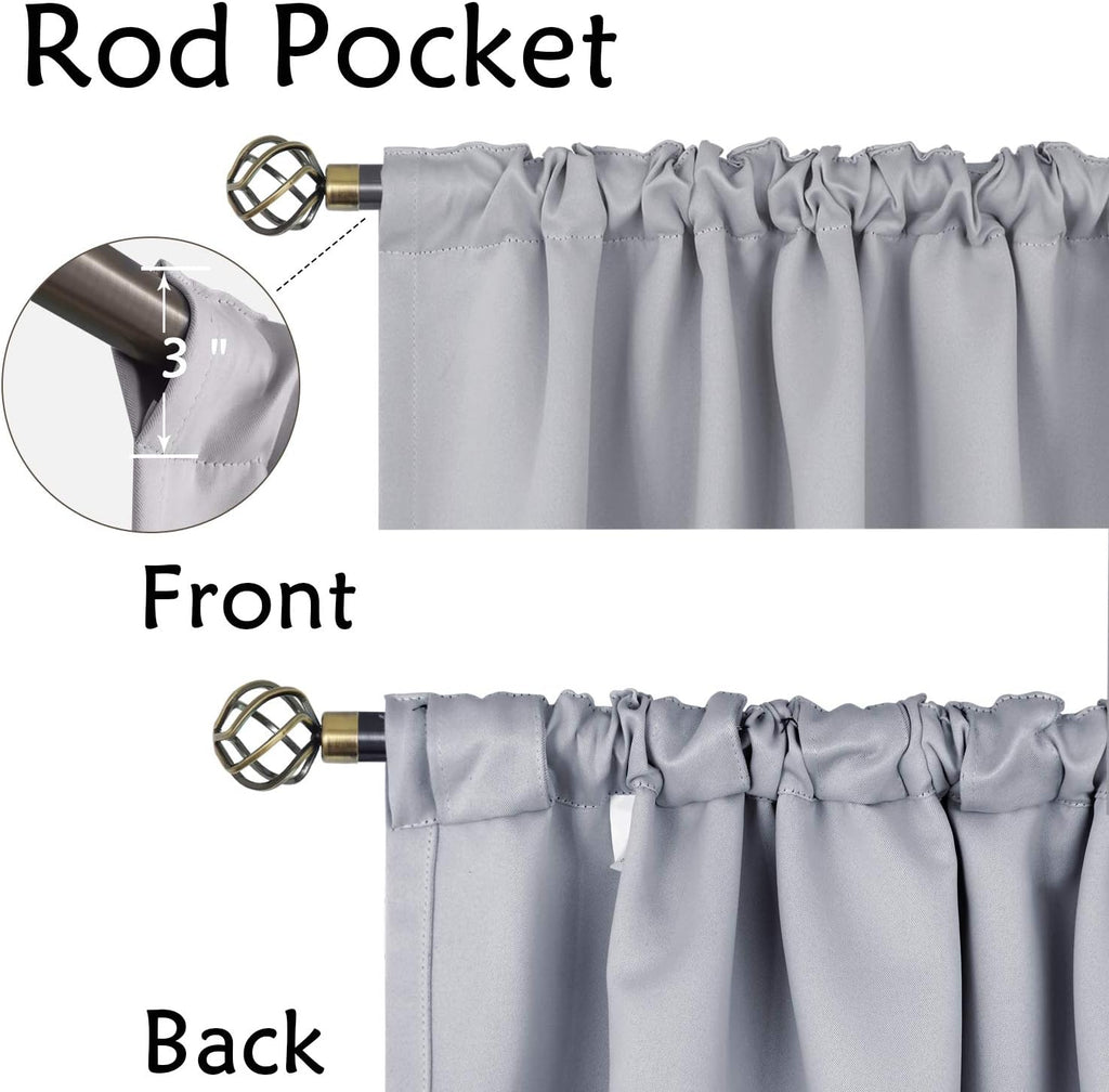 BGment Light Grey Cafe Curtains 36 Inch Length for Half Windows - 34 x 36 inch Curtains Rod Pocket and Back Tab Thermal Insulated Room Dark…