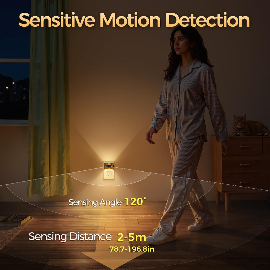DORESshop LED Night Light[2 Pack], Night Lights Plug into Wall, 3 Mode Plug in Night Light with Motion Sensor, Dusk to Dawn Sensor…