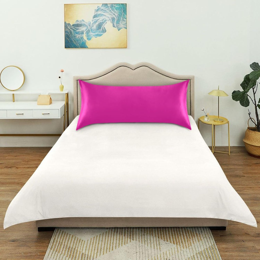 Electric Pink Color Pillow Covers Silk Pillowcase for Hair and Skin Breathable Silky Soft Satin Pillowcase Standard Size Pillow Case for…