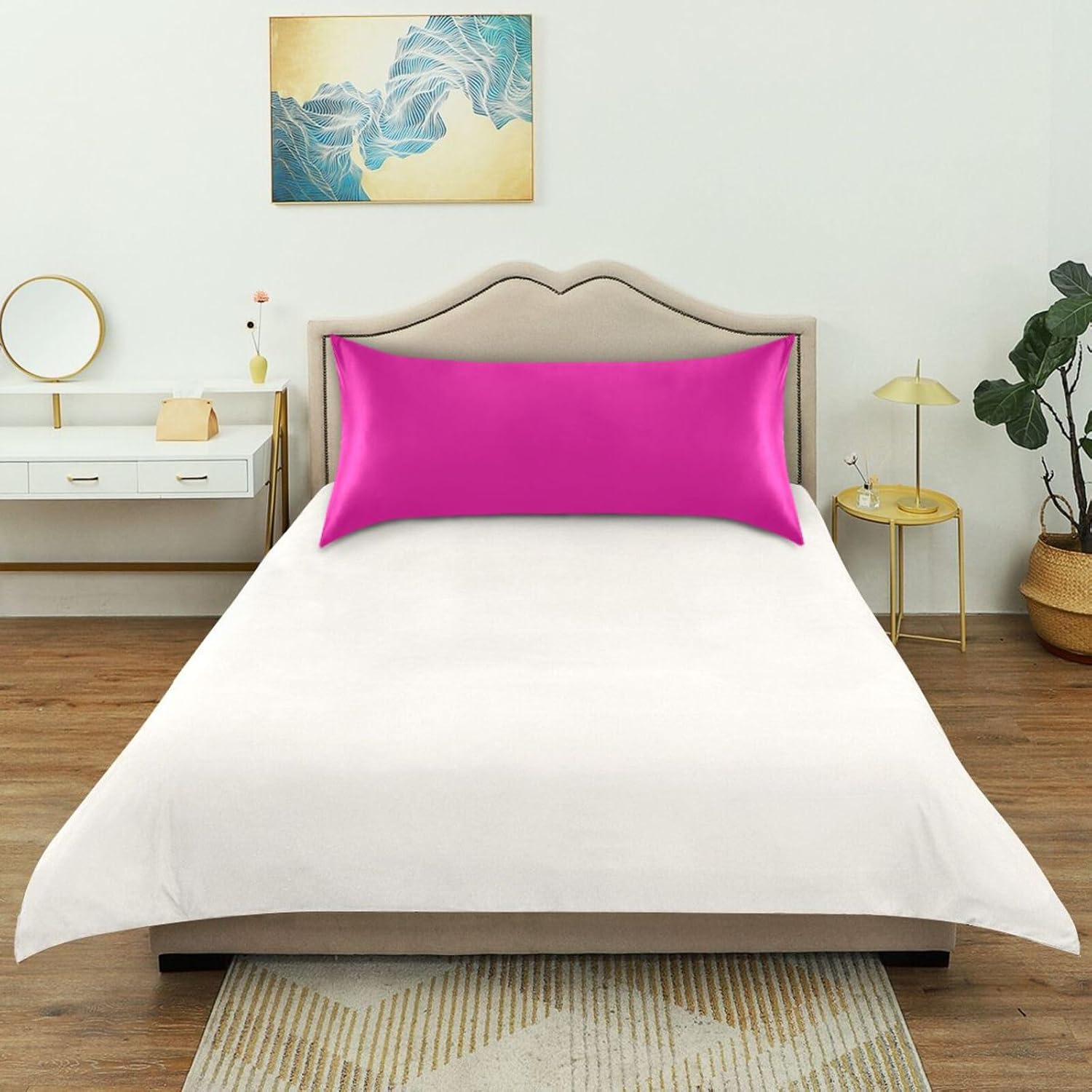 Electric Pink Color Pillow Covers Silk Pillowcase for Hair and Skin Soft and Smooth Cooling Satin Pillowcase King Size Pillow Case for…
