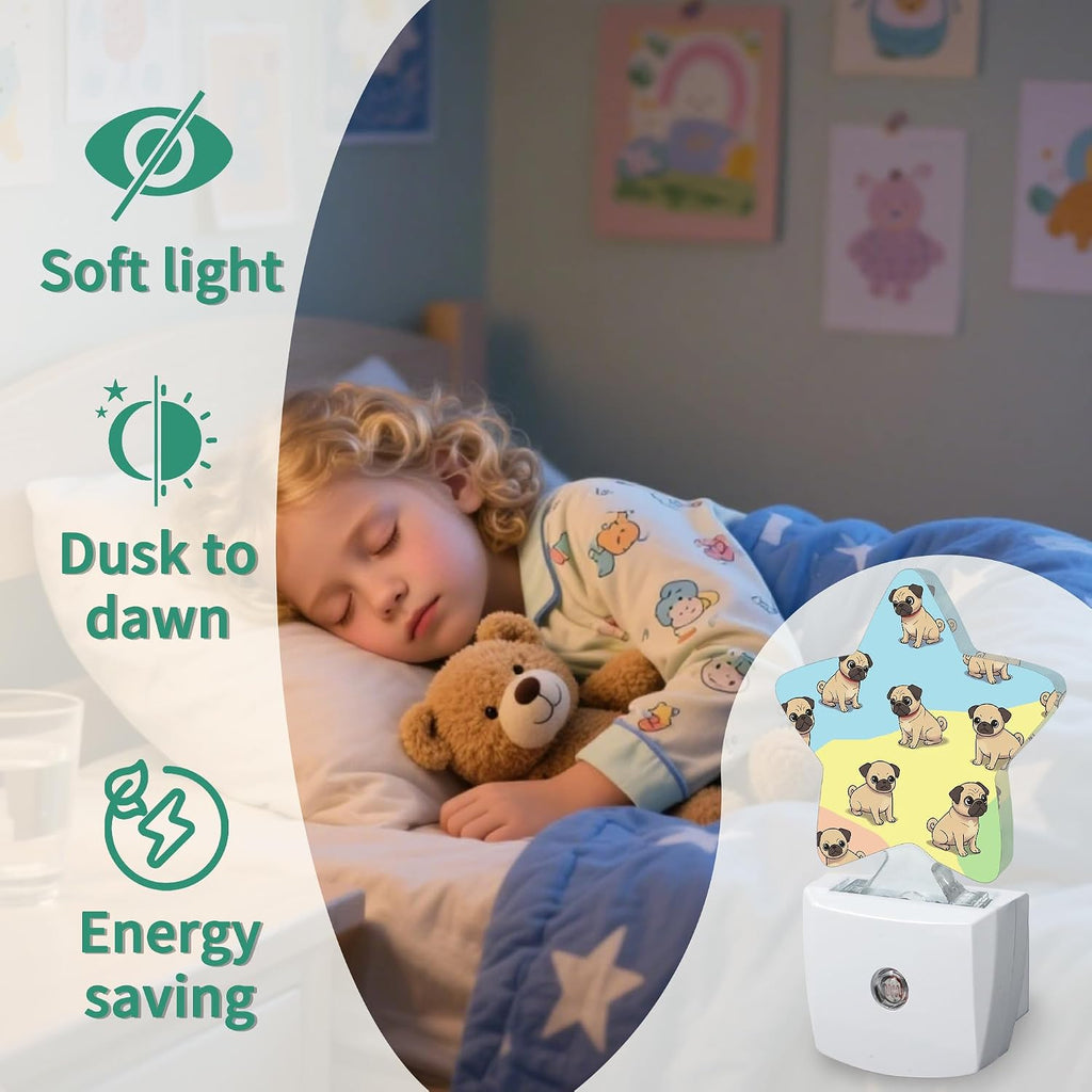 Star Night Light with Dusk to Dawn Sensor, Puppy Dog Plug in Night Light for Kids Bedroom Nursery, Soft Warm Glow Lamp for Hallway…