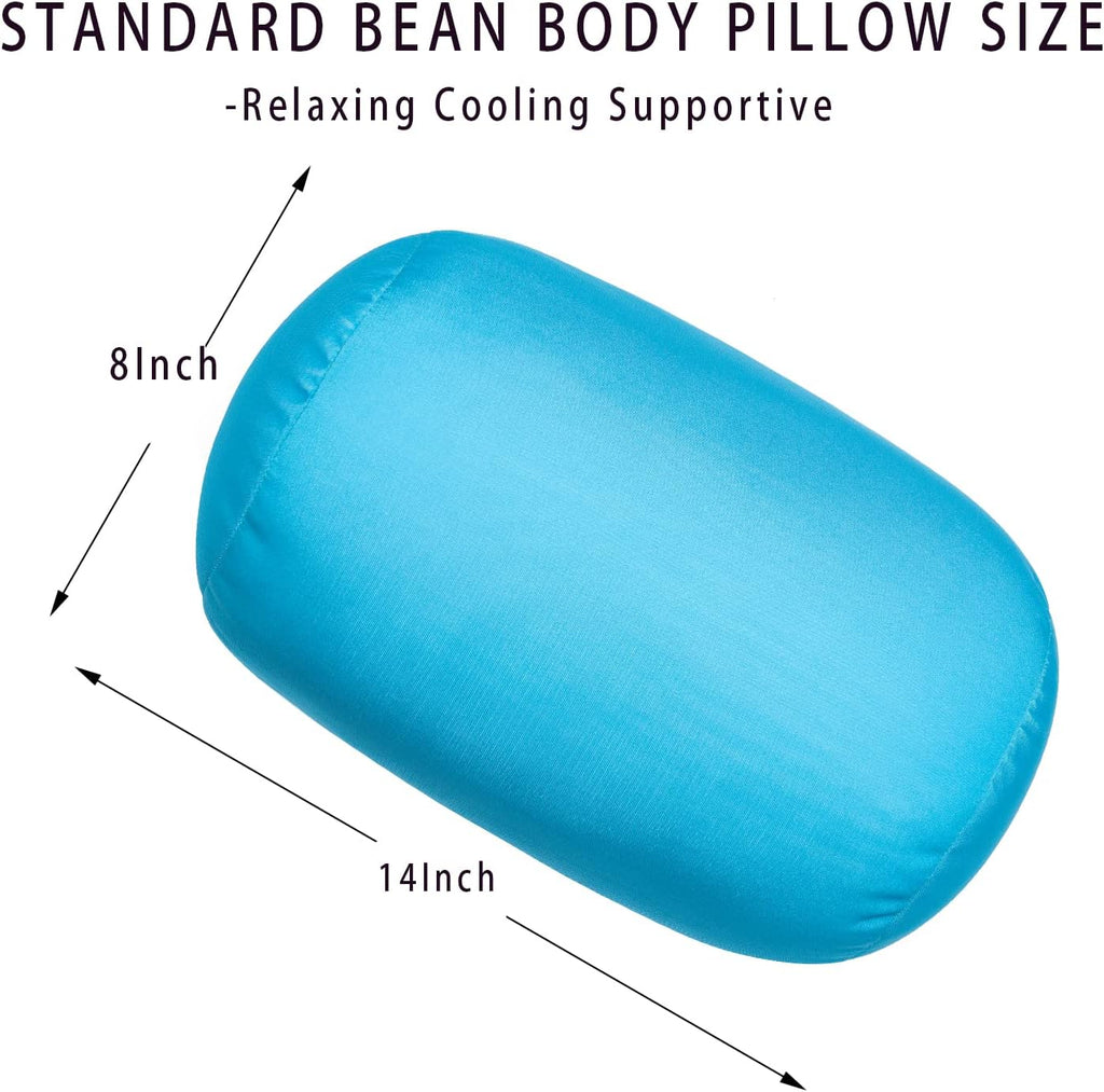 Squish Bean Bed Microbead Pillow Bolster Tube Body Pillow Smooth Cool Touch Fabric Neck & Back Support Throw Travel Pillow Fun Colors…