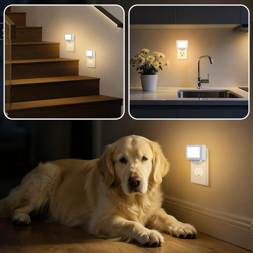 4 Pack Night Light Plug in Wall with Adjustable Direction, Dusk to Dawn Auto On/Off with Light Sensor, Soft White 2700K 100LM, Nightlight…