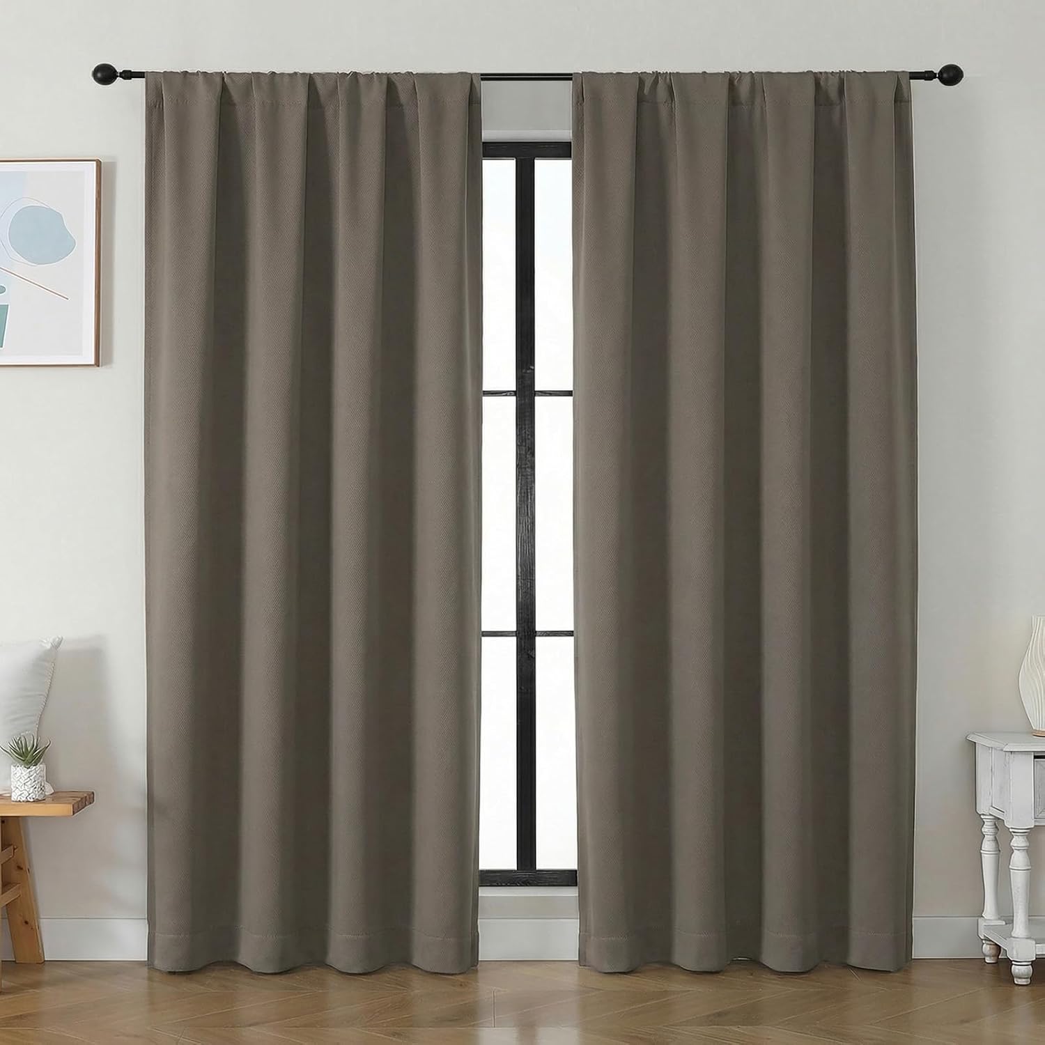 Simplebrand Ava Latte Blackout Curtains for Bedroom 84 Inch Length 2 Panels Set, Solid Thermal Insulated Privacy Living Room Window Treatme…