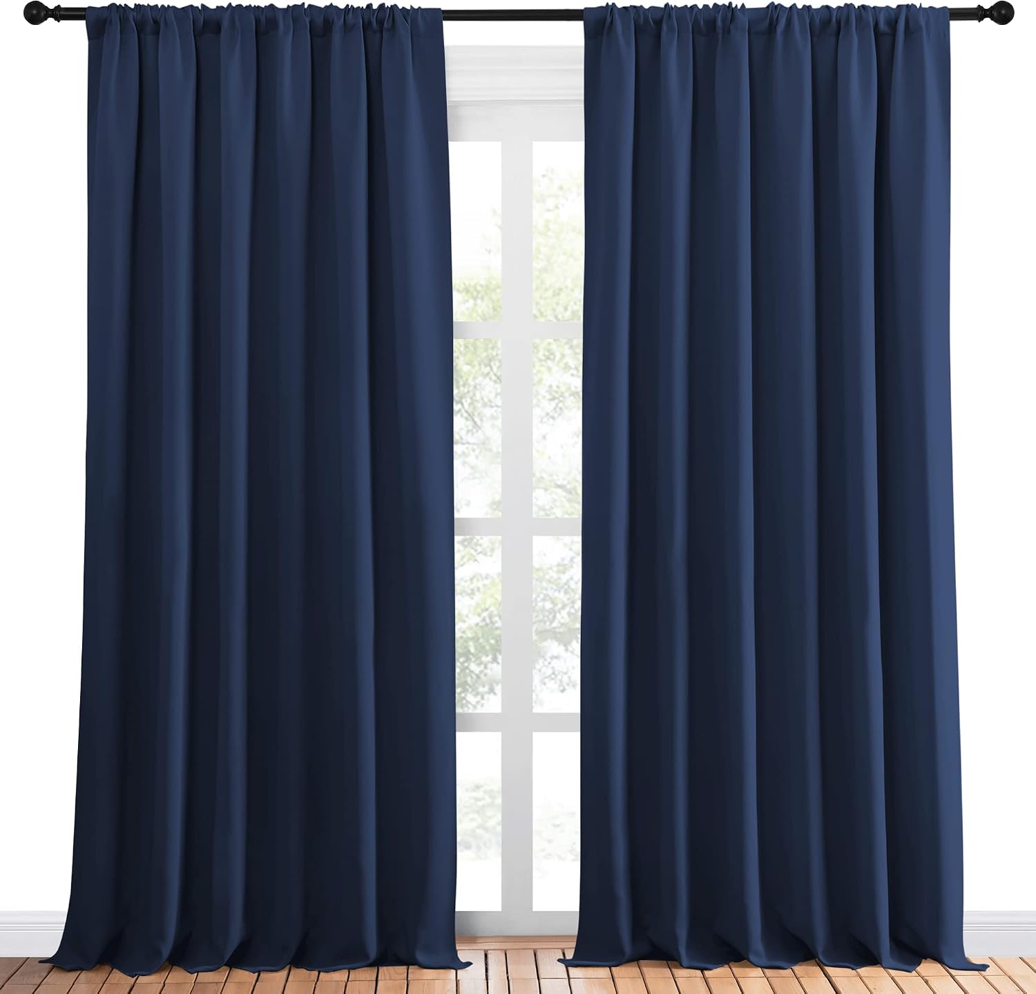 NICETOWN Living Room Curtains, Blackout Draperies, Home Decorations Thermal Insulated Solid Rod Pocket Blackout Drapes for Living Room…