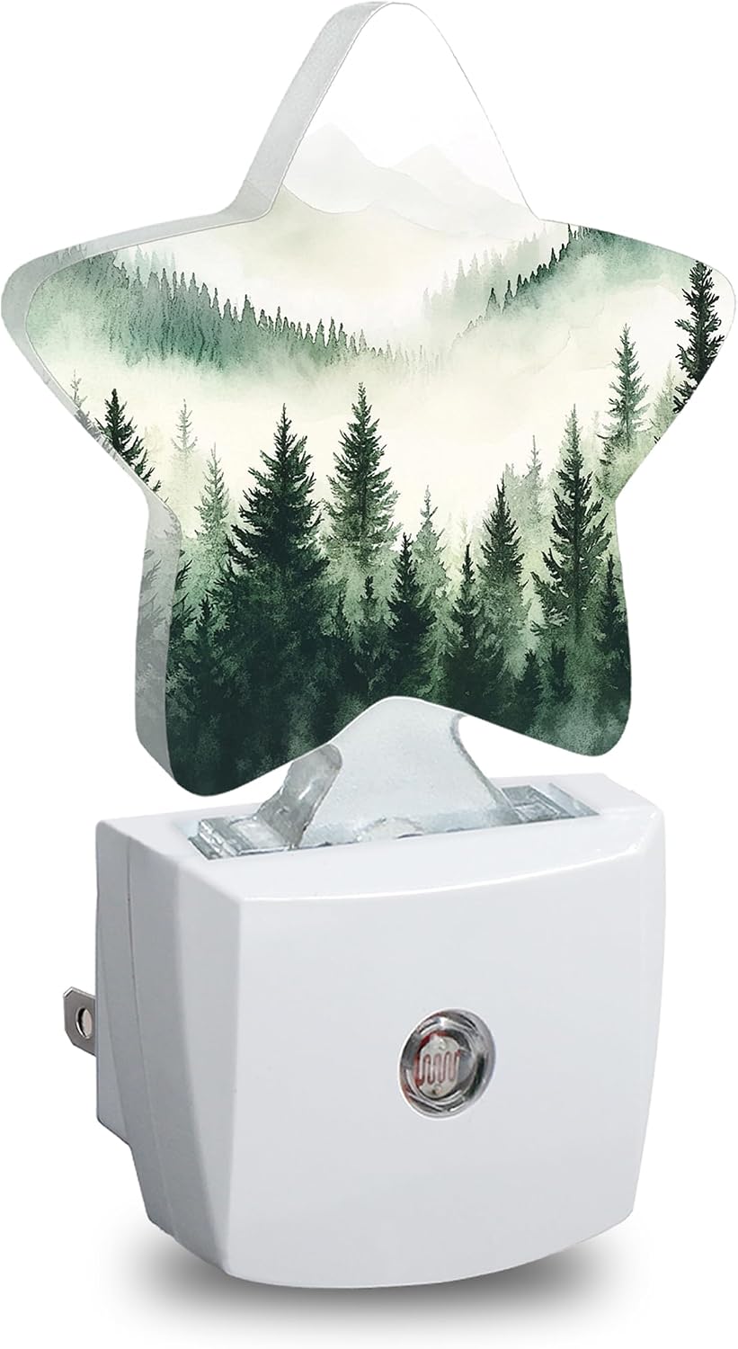 Green Misty Forest Plug in Star Night Light, Night Light with Sensor for Kids Nursery Bedroom, Decorative Soft Glow Lamp for Hallway…
