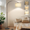 Dimmable Floor Lamp, Arc Floor Lamp with Dimmer, Black Standing Lamp with Adjustable Hanging Shade, Over Couch Tall Reading Light, Modern…
