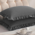 Aerlomi Ruffled Pillowcases, King Pillow Shams 20x36 Set of 2, Brushed Microfiber with Envelope Closure, Soft Wrinkle-Resistant, Dar…