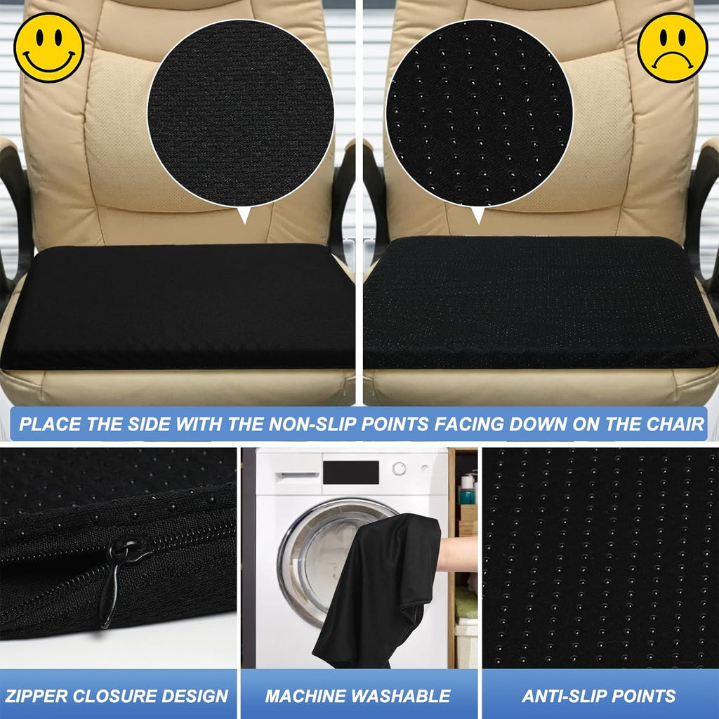 Gel Seat Cushion for Long Sitting - 18" x 16" x 2.4" (Extra Thick&Soft) Gel Cushion for People Over 200 lbs, Pressure Relief Cushion for…
