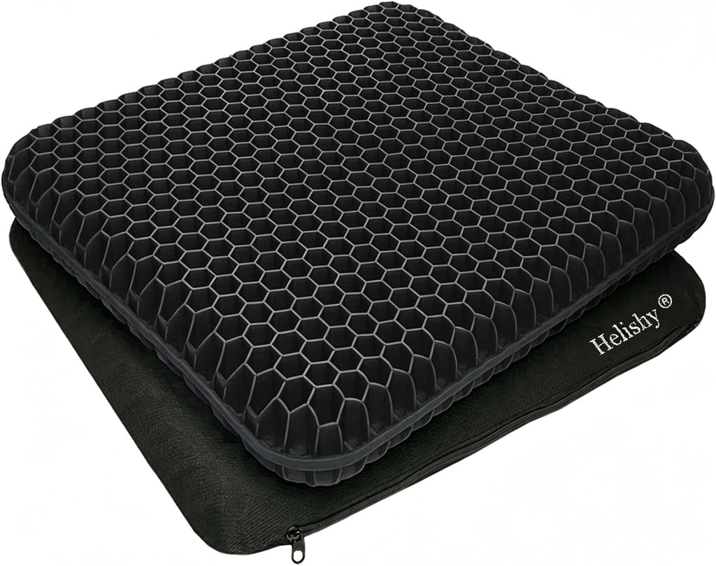Helishy Egg Gel Seat Cushion, Breathable Gel Cushion Chair Pads with Non-Slip Cover for Home Office Car Wheelchair, Honeycomb Design Egg Se…