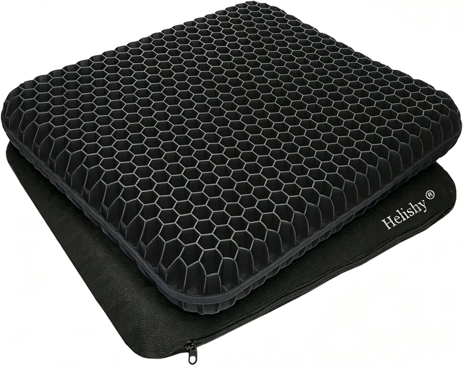 Helishy Egg Gel Seat Cushion, Breathable Gel Cushion Chair Pads with Non-Slip Cover for Home Office Car Wheelchair, Honeycomb Design Egg Se…