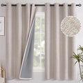 YoungsTex Linen Blackout Curtains 63 Inch Length for Bedroom, Room Darkening Window Drapes with Grommet Thermal Insulated Black Out Blinds…
