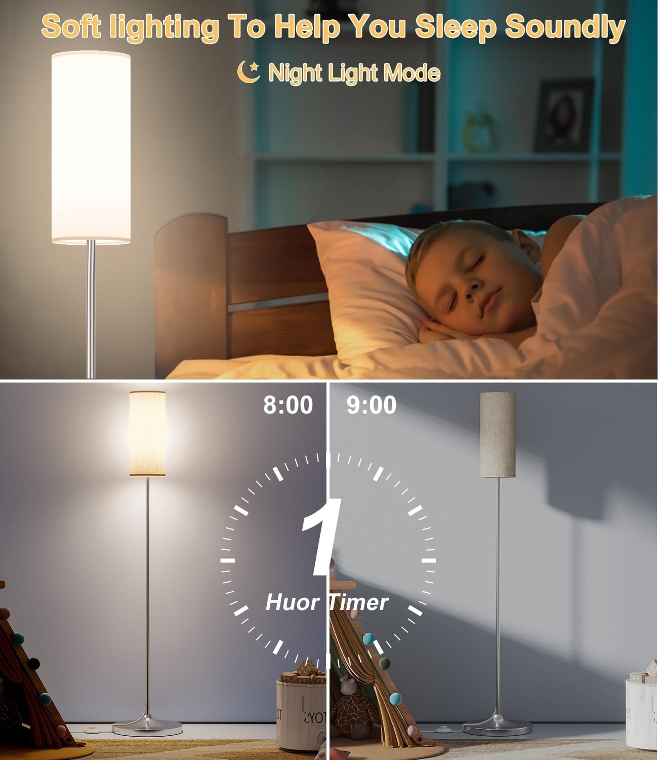 luckystyle LED Floor Lamp for Living Room, Dimmable Standing Lamps with Foot Switch, Remote Custom Color Temperature Silver Pole Lamp with…