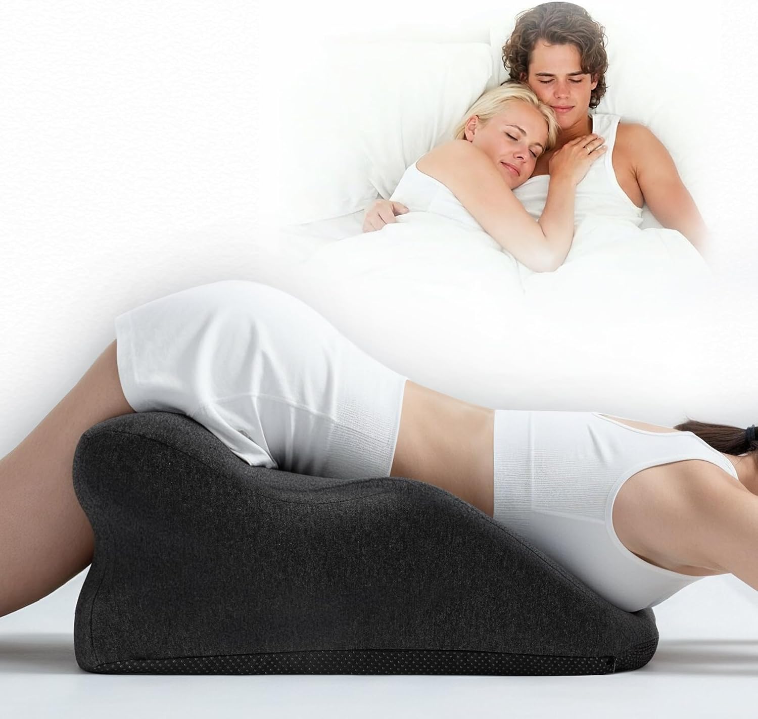 Ergonomic Contoured Memory Foam Pillow with Removable Headrest, 27° Angled Support for Neck and Waist, Massages, Reading, Relaxing & Leg…